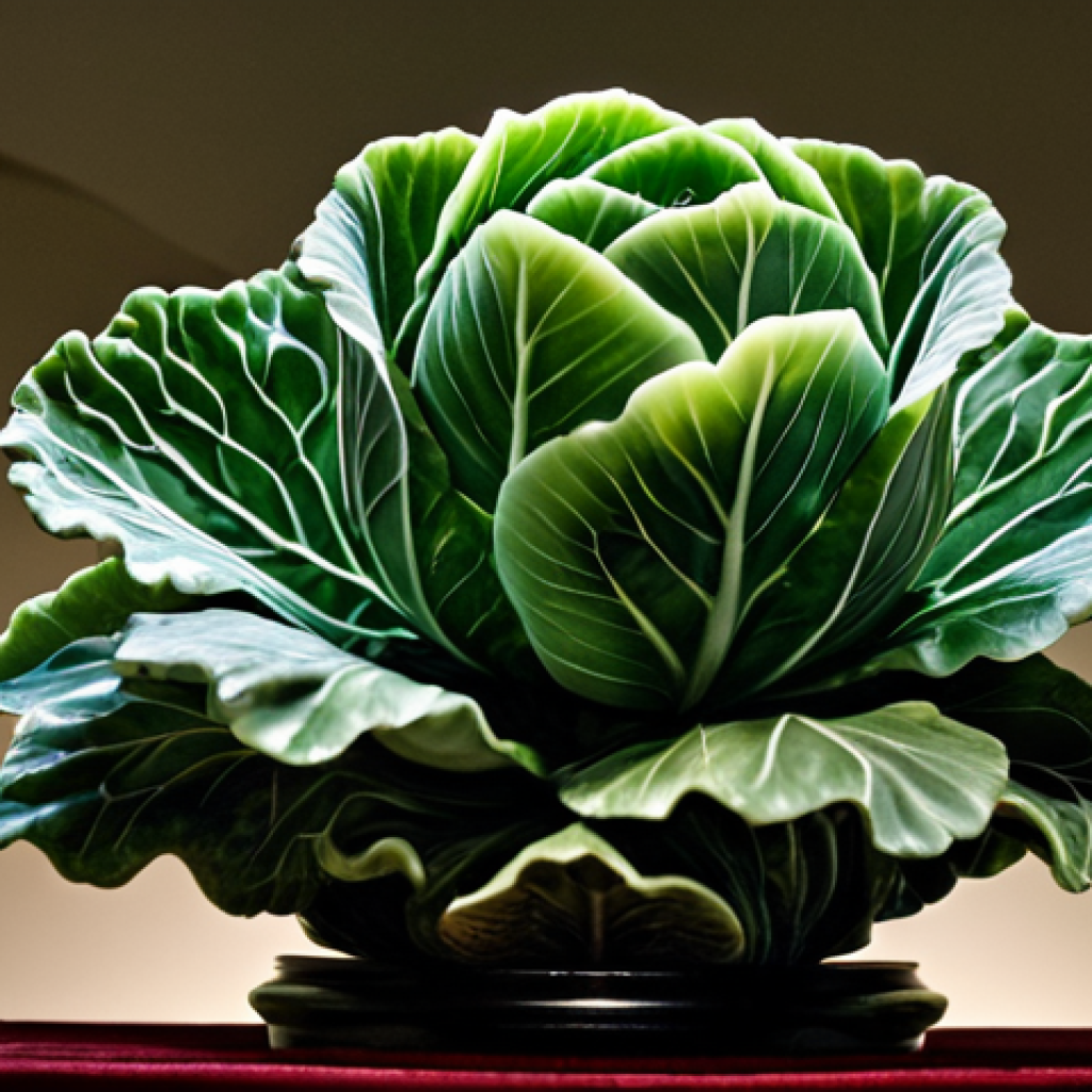 대만 타이완 고궁박물관 가이드 - Jade Cabbage Close-up**

"Detailed close-up of the Jade Cabbage artifact, showcasing its intricate c...