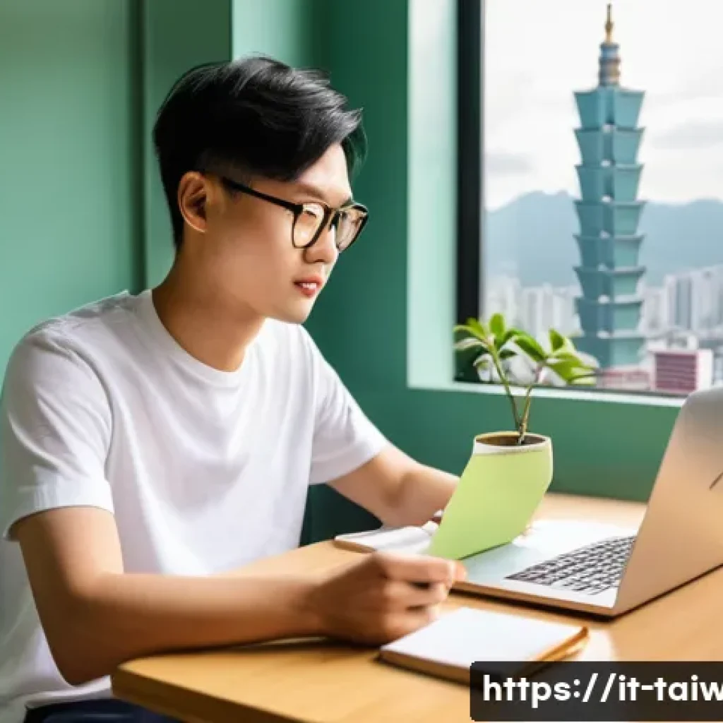 중화민국에서 한국어 배우기 - **A focused student in a cozy Taipei apartment.**
    A bright, clean, and modern apartment in Taipe...