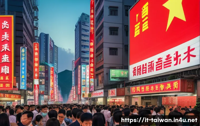 중화민국과 중화인민공화국 차이 - A detailed, realistic digital painting of the political and cultural contrast between Taiwan and Mai...