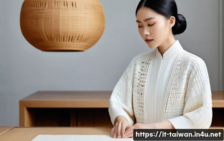 대만의 패션 브랜드 소개 - A contemporary Taiwanese fashion designer studio showcasing a harmonious blend of traditional crafts...