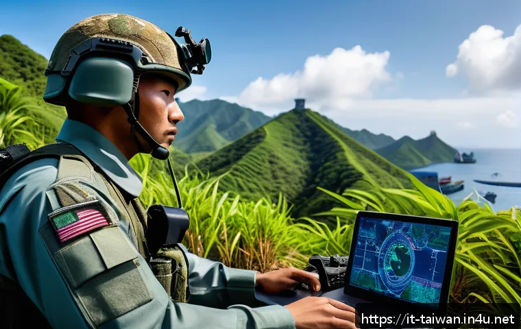 중화민국과 미국의 외교 관계 - A highly detailed scene of a joint military exercise between Taiwan and the United States set in a l...