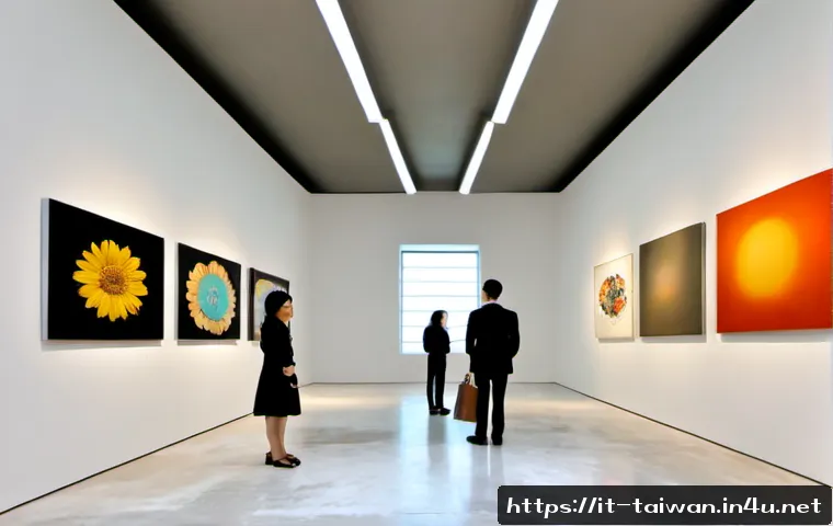 Home 17 대만의 현대 미술 전시회 - Photorealistic wide interior of a contemporary art exhibition in Taipei, Taiwan, airy white gallery ...